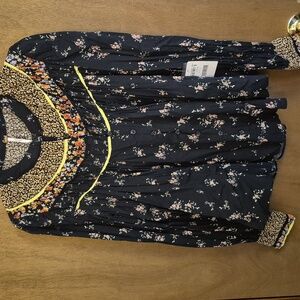 Free People Black Floral Button-Up Dress